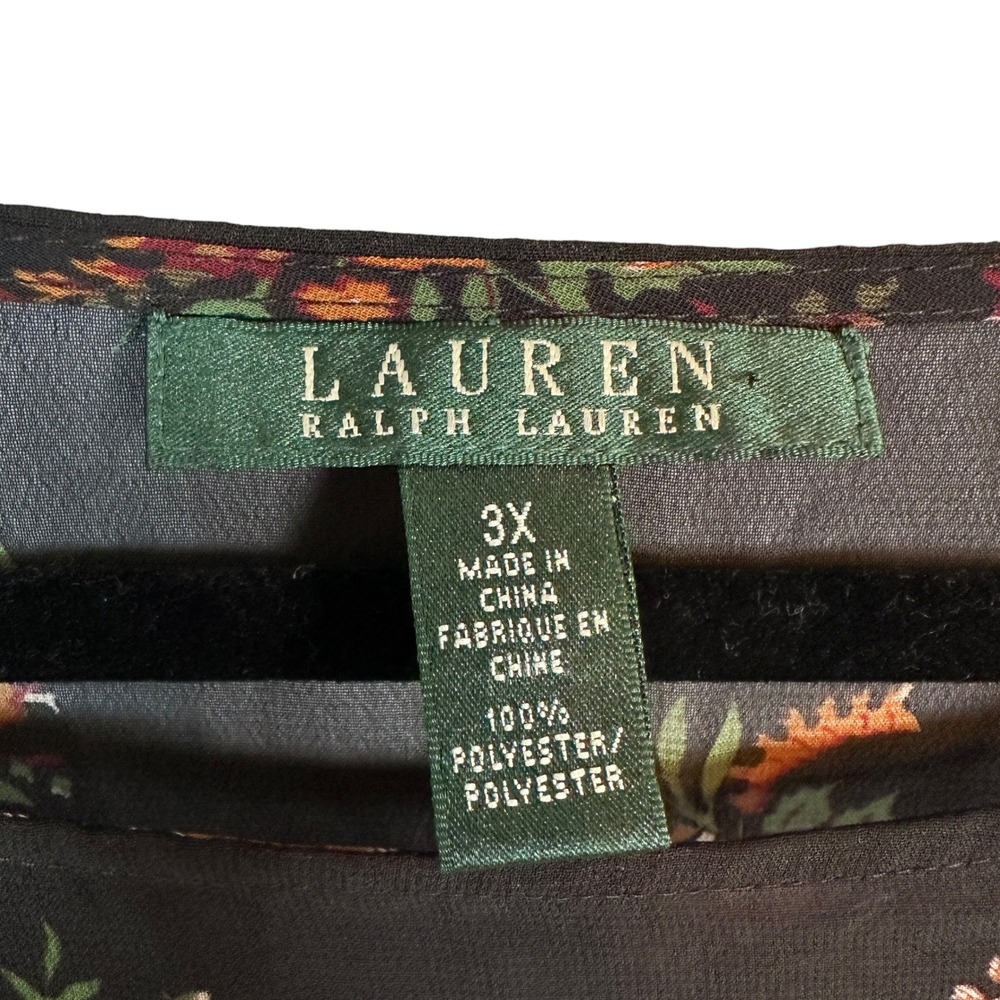 Lauren Ralph Lauren Womens 3X Paisley Floral Sheer Peasant Boho Blouse Top - Picture 8 of 12